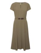 Belted Georgette Dress Knælang Kjole Green Lauren Ralph Lauren