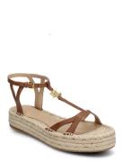 Payton Burnished Leather Espadrille Espadrillos Med Hæl Sandal Beige L...