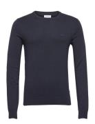 Mélange Round Neck Knit Tops Knitwear Round Necks Navy Lindbergh