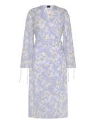 Midi Wrap Dress Knælang Kjole Blue Gina Tricot