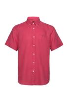 Douglas Bd Linen Shirt Ss Designers Shirts Short-sleeved Pink Morris