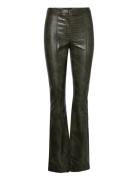 Flared Trousers With Animal-Print Effect Bottoms Trousers Leather Legg...