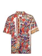 Didcot Ss Shirt Abstract Tile Print Red Multi Designers Shirts Short-s...