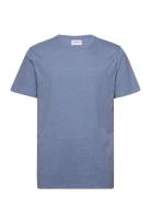 Mouliné O-Neck Tee S/S Tops T-Kortærmet Skjorte Blue Lindbergh