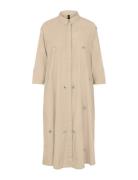 Yascrystal 3/4 Midi Dress S. - Ex Knælang Kjole Beige YAS