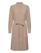 Fluid Viscose Crepe Knee Dress Knælang Kjole Beige Tommy Hilfiger