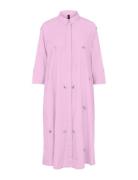 Yascrystal 3/4 Midi Dress S. - Ex Knælang Kjole Pink YAS