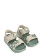 Blumer Printed Sandals Shoes Summer Shoes Sandals Green Liewood