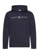 Printed Graphic Hoodie Tops Sweatshirts & Hoodies Hoodies Blue GANT