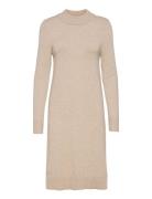 Viril Crew Neck L/S Midi Dress - Noos Knælang Kjole Beige Vila