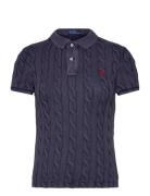 Cable-Knit Polo Shirt Tops Knitwear Jumpers Navy Polo Ralph Lauren