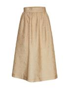 Mschaldis Skirt Knælang Nederdel Beige MSCH Copenhagen