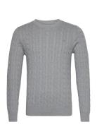 Cotton Cable C-Neck Tops Knitwear Round Necks Grey GANT