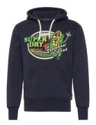 Neon Travel Graphic Loose Hood Tops Sweatshirts & Hoodies Hoodies Navy...