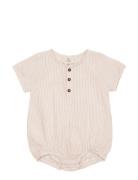 Seersucker Romper W. Sleeves Bodysuits Short-sleeved Beige Copenhagen ...