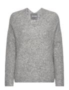 Mmthora V-Neck Knit Tops Knitwear Jumpers Grey MOS MOSH