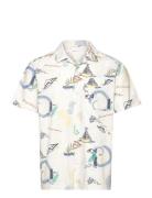 Box Short Sleeve Aop Embr. Shirt - Tops Shirts Short-sleeved Multi/pat...