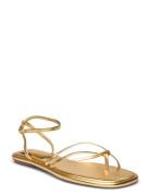 Metallic Straps Sandals Flade Sandaler Gold Mango