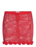 Crochet Floral Mini-Skirt Kort Nederdel Red Mango