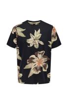 Onsklop Reg Ss Floral Tee Noos Tops T-Kortærmet Skjorte Navy ONLY & SO...