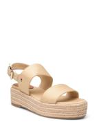 Mid Wedge Sandal Sko Med Kilehæl Beige Tommy Hilfiger