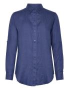 Relaxed Fit Linen Roll Tab–Sleeve Shirt Tops Shirts Long-sleeved Blue ...