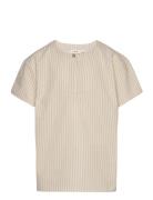 Nmmdiogo Ss Boxy Shirt Lil Tops T-Kortærmet Skjorte Beige Lil'Atelier