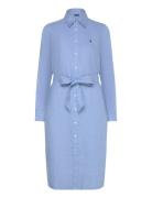 Belted Linen Shirtdress Knælang Kjole Blue Polo Ralph Lauren