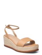 Leona Nappa Leather Espadrille Espadrillos Med Hæl Sandal Beige Lauren...