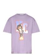 Over Printed T-Shirt Tops T-Kortærmet Skjorte Purple Tom Tailor