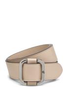 Slide-Buckle Leather Belt Bælte Beige Lauren Ralph Lauren