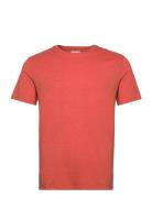 Mouliné O-Neck Tee S/S Tops T-Kortærmet Skjorte Orange Lindbergh