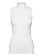 Silk Top W/ Lace Tops T-shirts & Tops Sleeveless White Rosemunde