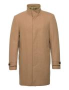 Recycled Wool Funnel Neck Coat Uldfrakke Frakke Beige Lindbergh