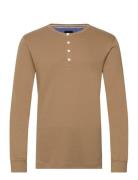 Solid Gradad W Contrast Fabric L/S Tops T-Langærmet Skjorte Beige Lind...