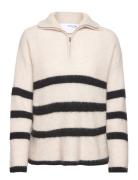 Slfmaline Ls Knit Half Zip Noos Tops Knitwear Jumpers Beige Selected F...