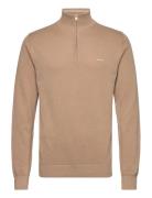 Cotton Pique Halfzip Tops Knitwear Half Zip Jumpers Beige GANT