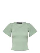 Vmginny Ss V-Neck Pullover Noos Tops Knitwear Jumpers Green Vero Moda