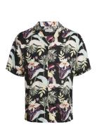 Jjjeff Floral Aop Resort Shirt Ss Tops Shirts Short-sleeved Black Jack...