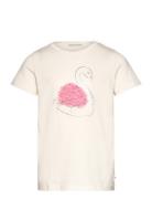 Detailed Artwork T-Shirt Tops T-Kortærmet Skjorte Cream Tom Tailor