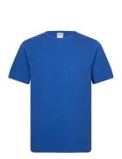 Slhsander Seersucker Ss O-Neck Tee Tops T-Kortærmet Skjorte Blue Selec...