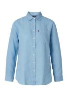 Isa Linen Shirt Tops Shirts Long-sleeved Blue Lexington Clothing