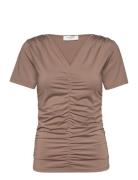 T-Shirt Tops T-shirts & Tops Short-sleeved Brown Rosemunde