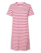 Striped Ss T-Shirt Dress Knælang Kjole Red GANT