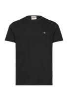 Slim Pique Ss T-Shirt Tops T-Kortærmet Skjorte Black GANT