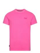 Essential Logo Emb Neon Tee Tops T-Kortærmet Skjorte Pink Superdry