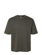 Slhlooseoscar Ss O-Neck Tee Noos Tops T-Kortærmet Skjorte Green Select...