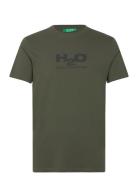 Logo Tee Tops T-Kortærmet Skjorte Khaki Green H2O