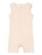 Striped Short Romper Bodysuits Short-sleeved Beige Copenhagen Colors