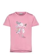 T-Shirt W. Print -S/S, Girl Tops T-Kortærmet Skjorte Pink Color Kids